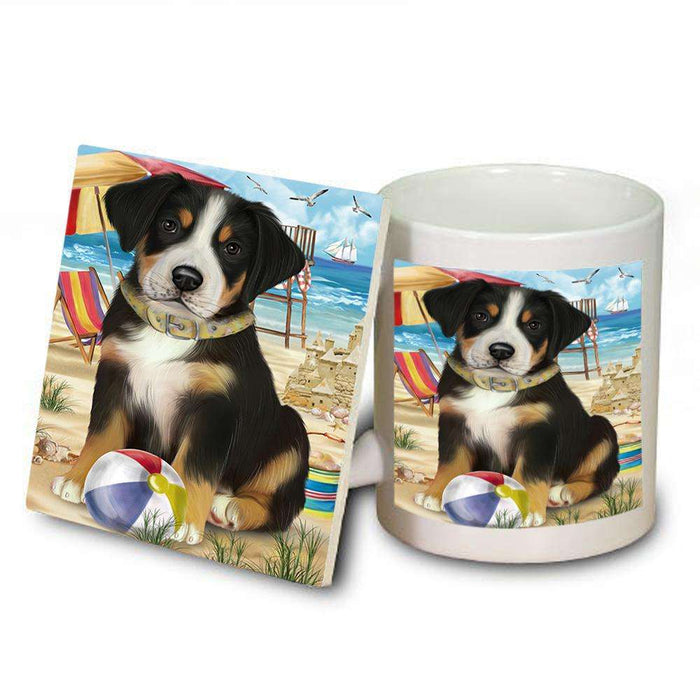 Pet Friendly Beach Greater Swiss Mountain Dog Mug and Coaster Set MUC51561