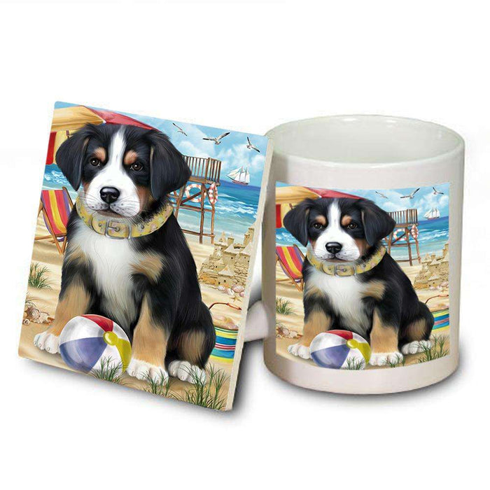 Pet Friendly Beach Greater Swiss Mountain Dog Mug and Coaster Set MUC51562
