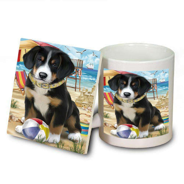 Pet Friendly Beach Greater Swiss Mountain Dog Mug and Coaster Set MUC51563