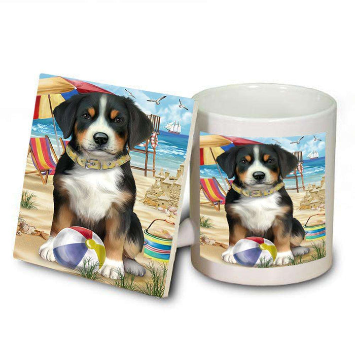 Pet Friendly Beach Greater Swiss Mountain Dog Mug and Coaster Set MUC51564