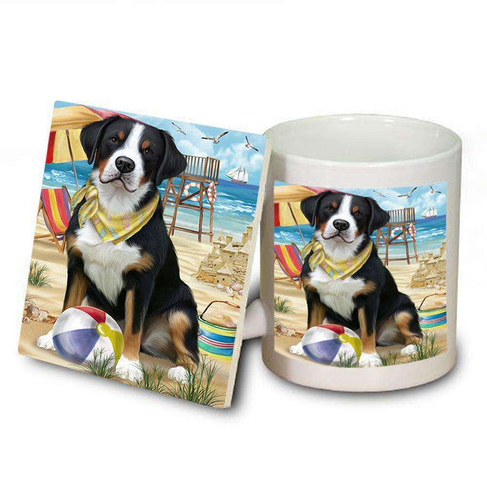 Pet Friendly Beach Greater Swiss Mountain Dog Mug and Coaster Set MUC51565