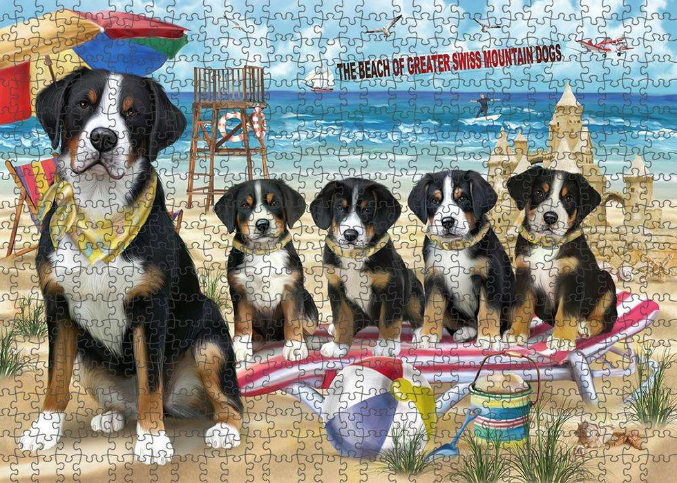 Pet Friendly Beach Greater Swiss Mountain Dog Puzzle with Photo Tin PUZL58791