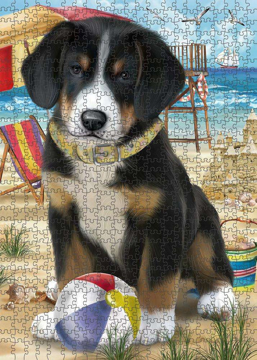 Pet Friendly Beach Greater Swiss Mountain Dog Puzzle with Photo Tin PUZL58800