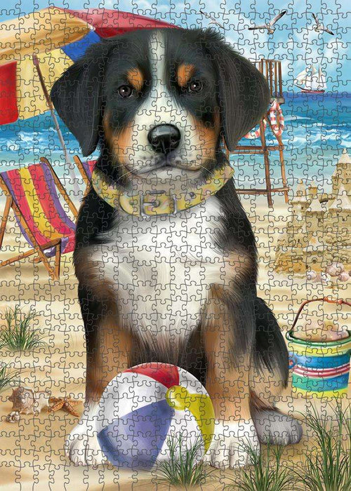 Pet Friendly Beach Greater Swiss Mountain Dog Puzzle with Photo Tin PUZL58803