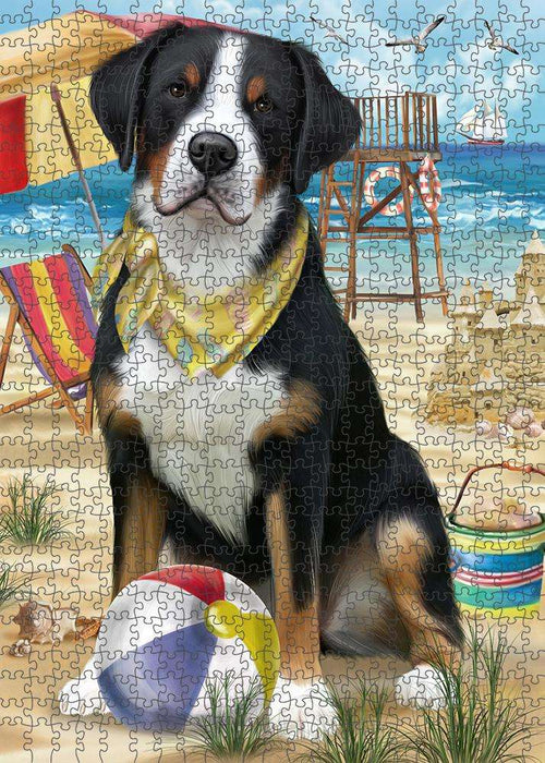 Pet Friendly Beach Greater Swiss Mountain Dog Puzzle with Photo Tin PUZL58806