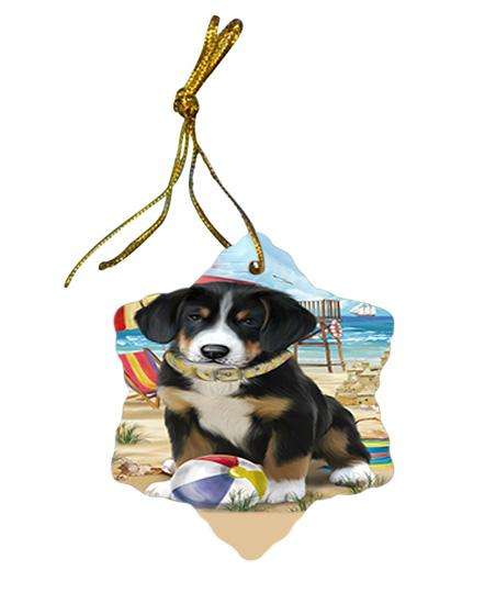 Pet Friendly Beach Greater Swiss Mountain Dog Star Porcelain Ornament SPOR51562