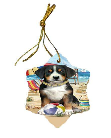 Pet Friendly Beach Greater Swiss Mountain Dog Star Porcelain Ornament SPOR51563