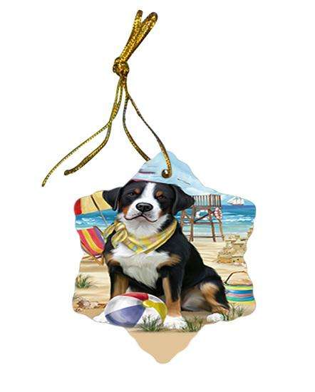 Pet Friendly Beach Greater Swiss Mountain Dog Star Porcelain Ornament SPOR51564