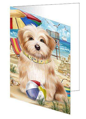 Pet Friendly Beach Havanese Dog Handmade Artwork Assorted Pets Greeting Cards and Note Cards with Envelopes for All Occasions and Holiday Seasons GCD49997