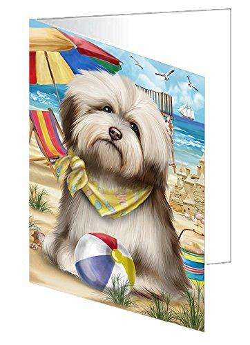 Pet Friendly Beach Havanese Dog Handmade Artwork Assorted Pets Greeting Cards and Note Cards with Envelopes for All Occasions and Holiday Seasons GCD50003
