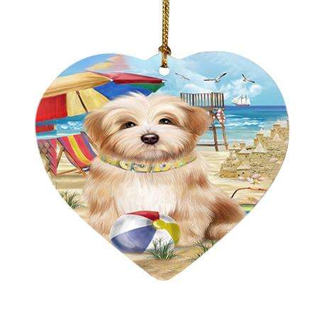Pet Friendly Beach Havanese Dog Heart Christmas Ornament HPOR48656