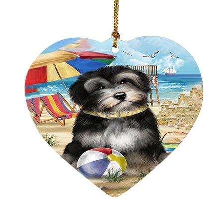 Pet Friendly Beach Havanese Dog Heart Christmas Ornament HPOR48657