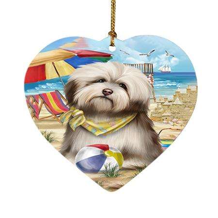 Pet Friendly Beach Havanese Dog Heart Christmas Ornament HPOR48658
