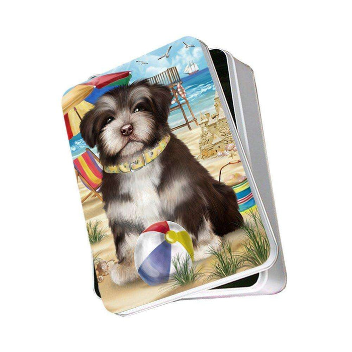 Pet Friendly Beach Havanese Dog Photo Storage Tin PITN48655