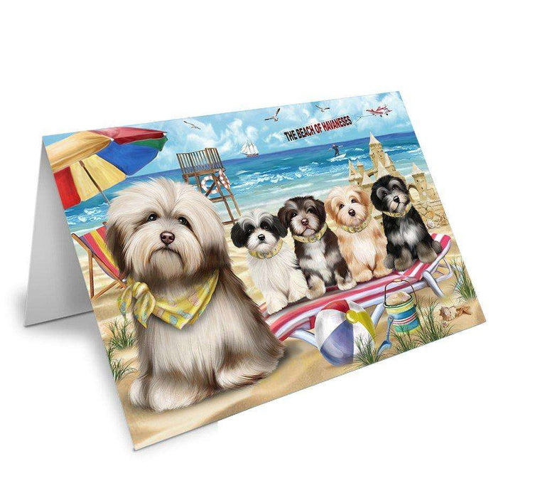 Pet Friendly Beach Havaneses Dog Handmade Artwork Assorted Pets Greeting Cards and Note Cards with Envelopes for All Occasions and Holiday Seasons GCD49988