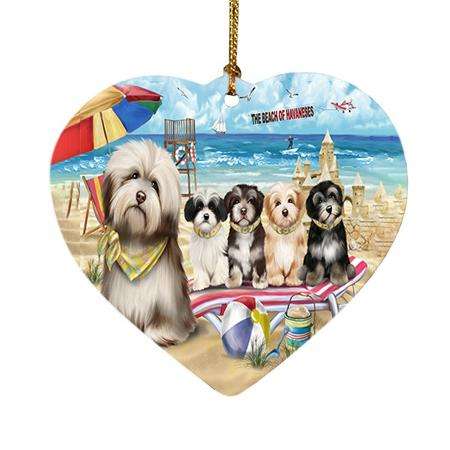 Pet Friendly Beach Havaneses Dog Heart Christmas Ornament HPOR48653