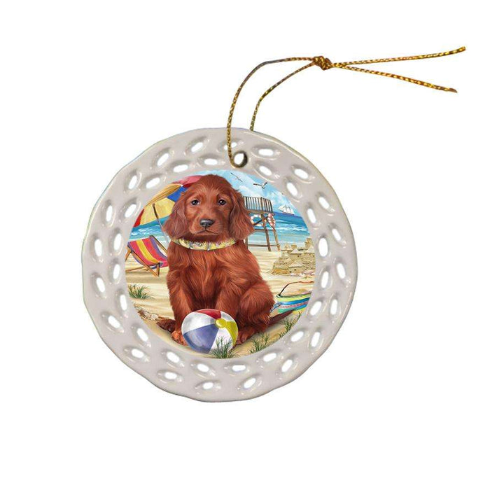 Pet Friendly Beach Irish Setter Dog Ceramic Doily Ornament DPOR51575