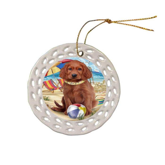 Pet Friendly Beach Irish Setter Dog Ceramic Doily Ornament DPOR51576