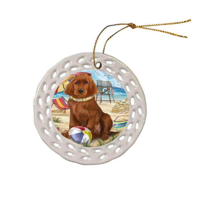 Pet Friendly Beach Irish Setter Dog Ceramic Doily Ornament DPOR51578