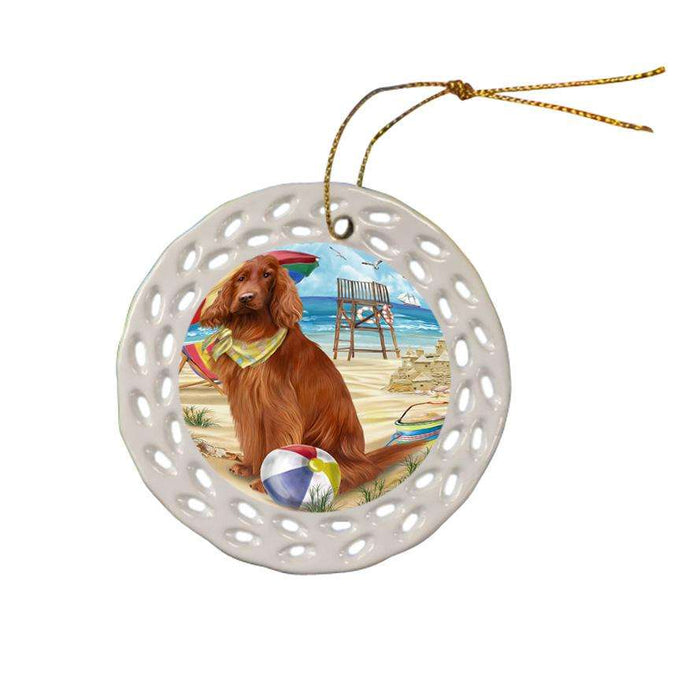 Pet Friendly Beach Irish Setter Dog Ceramic Doily Ornament DPOR51579