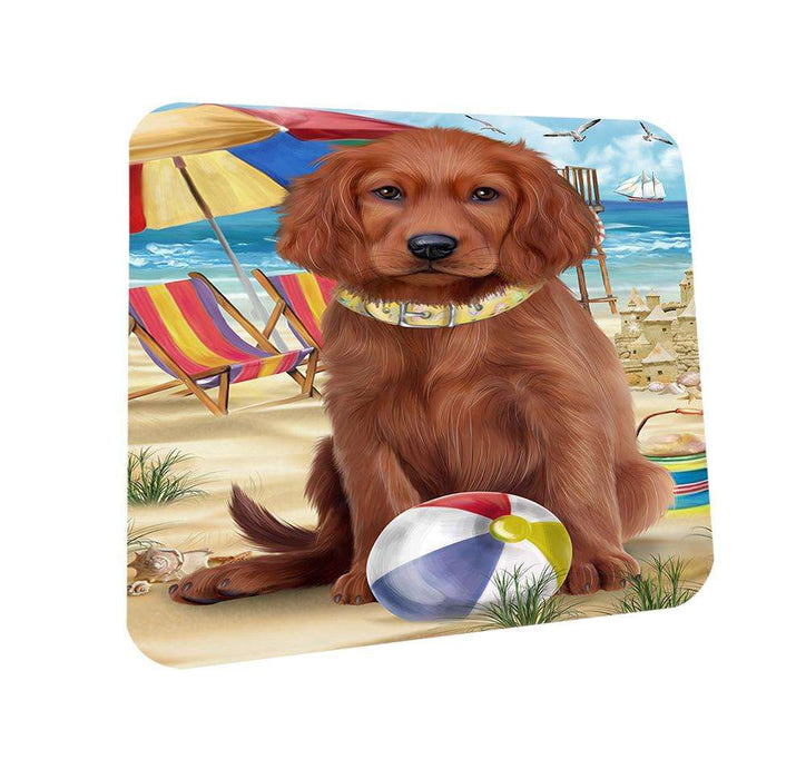 Pet Friendly Beach Irish Setter Dog Coasters Set of 4 CST51535