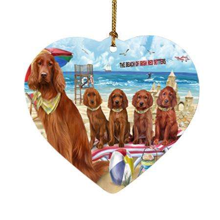 Pet Friendly Beach Irish Setter Dog Heart Christmas Ornament HPOR51574