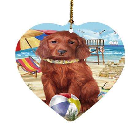 Pet Friendly Beach Irish Setter Dog Heart Christmas Ornament HPOR51575