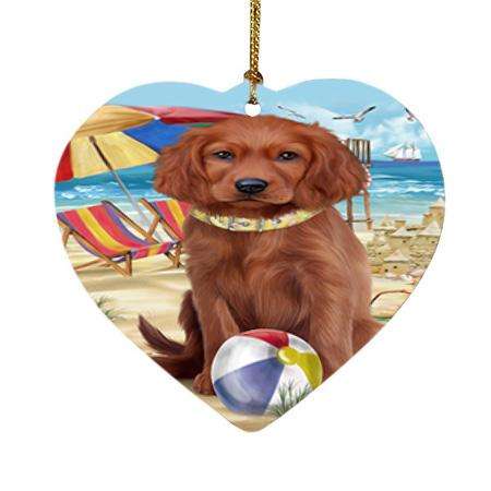 Pet Friendly Beach Irish Setter Dog Heart Christmas Ornament HPOR51576