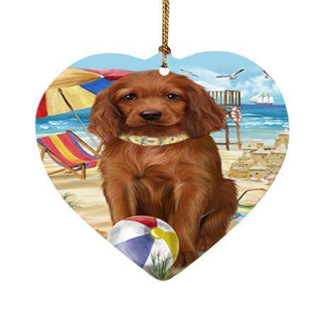 Pet Friendly Beach Irish Setter Dog Heart Christmas Ornament HPOR51577