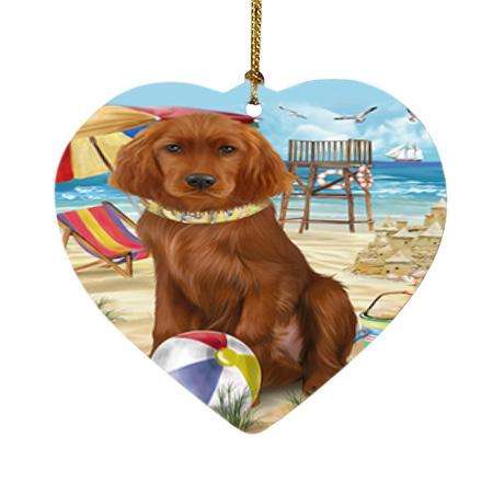 Pet Friendly Beach Irish Setter Dog Heart Christmas Ornament HPOR51578