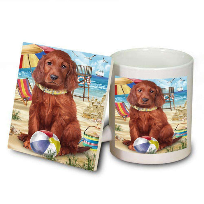 Pet Friendly Beach Irish Setter Dog Mug and Coaster Set MUC51567