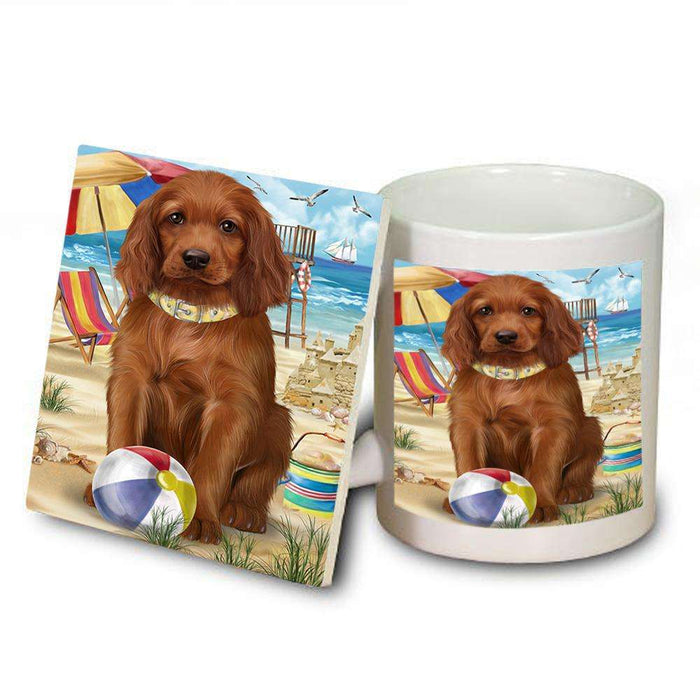 Pet Friendly Beach Irish Setter Dog Mug and Coaster Set MUC51569