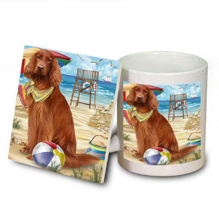 Pet Friendly Beach Irish Setter Dog Mug and Coaster Set MUC51571