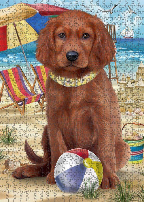 Pet Friendly Beach Irish Setter Dog Puzzle with Photo Tin PUZL58815