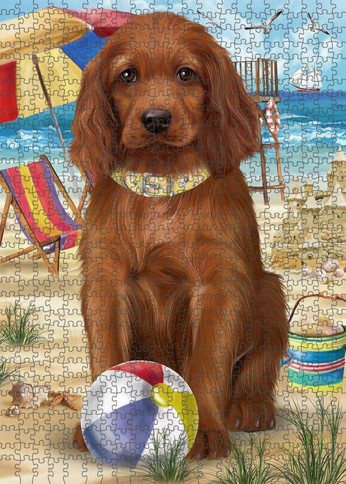 Pet Friendly Beach Irish Setter Dog Puzzle with Photo Tin PUZL58818