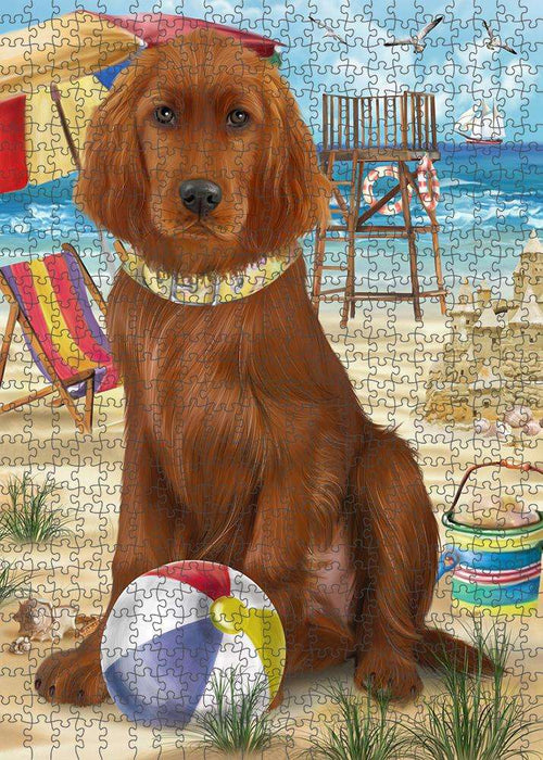 Pet Friendly Beach Irish Setter Dog Puzzle with Photo Tin PUZL58821