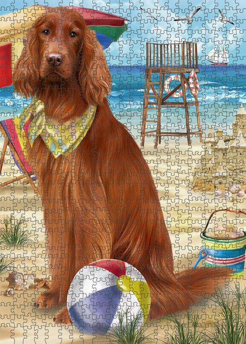 Pet Friendly Beach Irish Setter Dog Puzzle with Photo Tin PUZL58824
