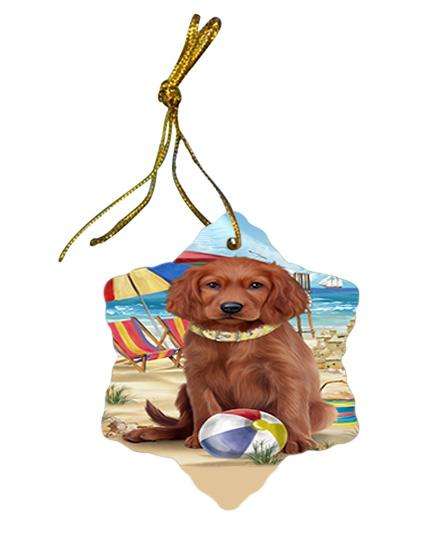 Pet Friendly Beach Irish Setter Dog Star Porcelain Ornament SPOR51567