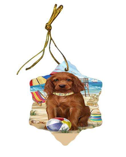 Pet Friendly Beach Irish Setter Dog Star Porcelain Ornament SPOR51568