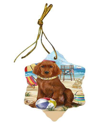 Pet Friendly Beach Irish Setter Dog Star Porcelain Ornament SPOR51569