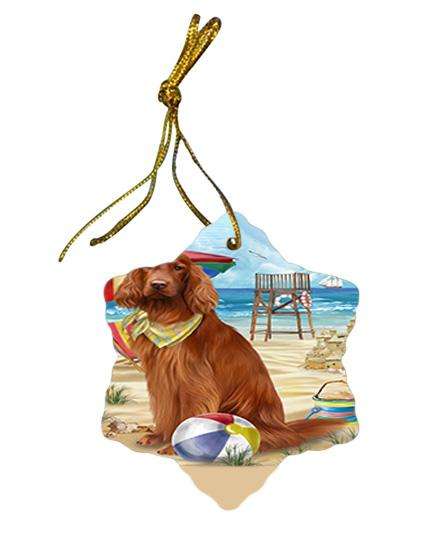 Pet Friendly Beach Irish Setter Dog Star Porcelain Ornament SPOR51570