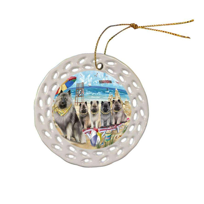 Pet Friendly Beach Keeshond Dog Ceramic Doily Ornament DPOR51580