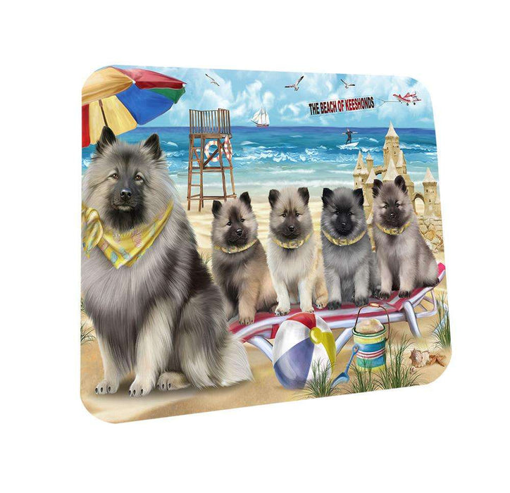 Pet Friendly Beach Keeshond Dog Coasters Set of 4 CST51539