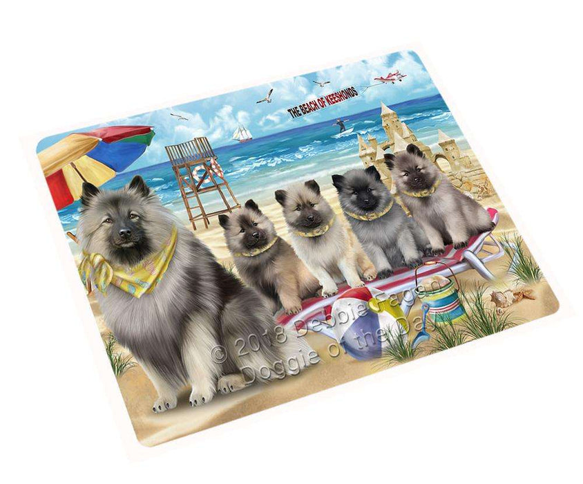 Pet Friendly Beach Keeshond Dog Cutting Board C58989