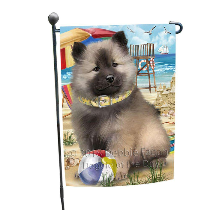 Pet Friendly Beach Keeshond Dog Garden Flag GFLG51581