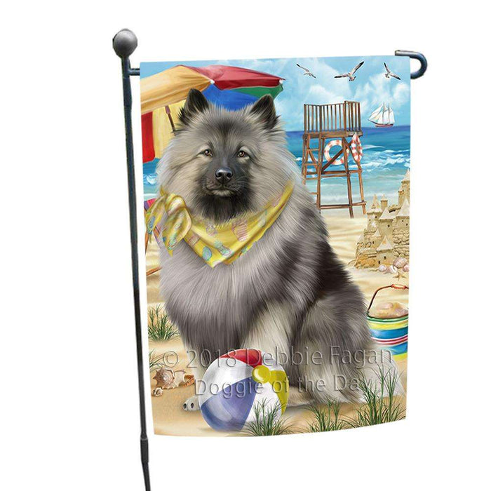 Pet Friendly Beach Keeshond Dog Garden Flag GFLG51582