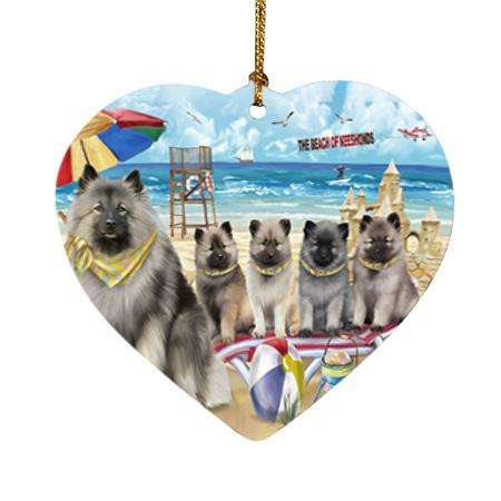 Pet Friendly Beach Keeshond Dog Heart Christmas Ornament HPOR51580
