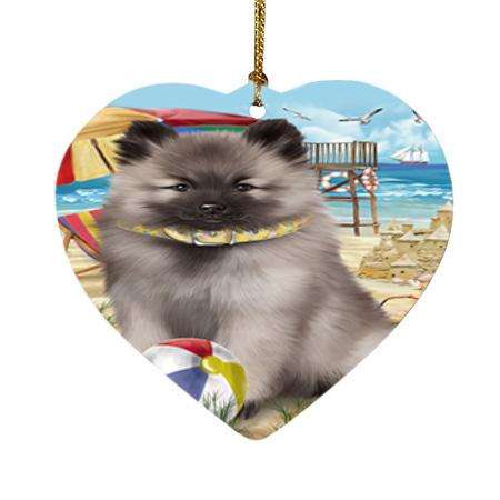 Pet Friendly Beach Keeshond Dog Heart Christmas Ornament HPOR51581