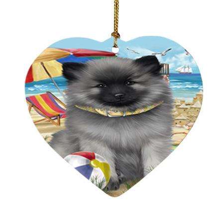 Pet Friendly Beach Keeshond Dog Heart Christmas Ornament HPOR51582
