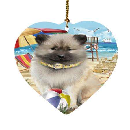 Pet Friendly Beach Keeshond Dog Heart Christmas Ornament HPOR51583